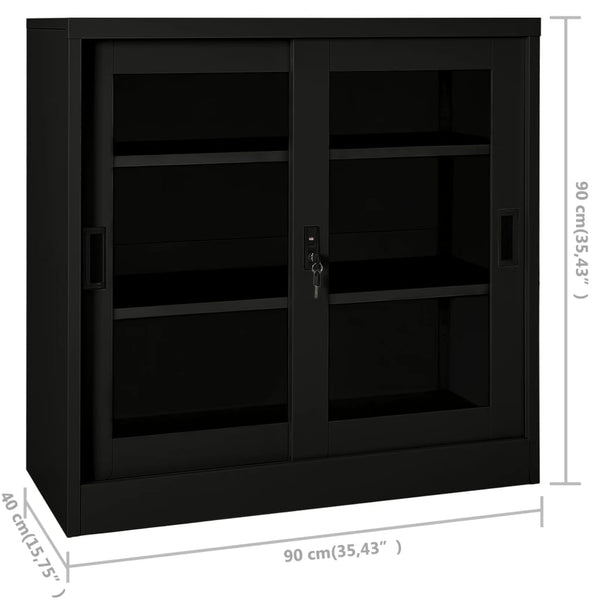 Schwarzer Stahlschrank mit Schiebetür 90x90 cm