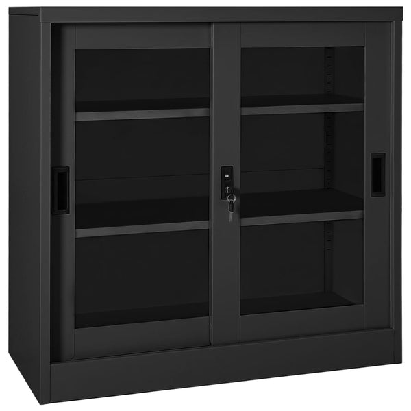 Schiebetürenschrank Anthrazit Stahl 90x40x90 cm