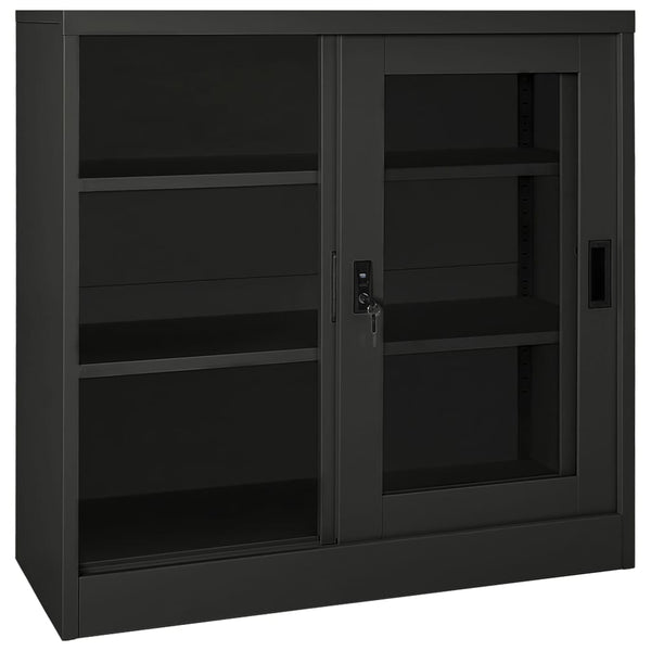 Schiebetürenschrank Anthrazit Stahl 90x40x90 cm