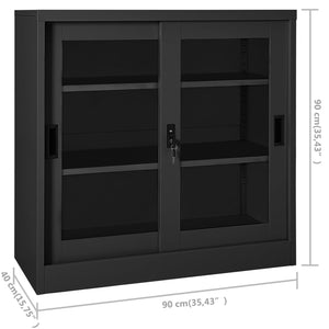 Schiebetürenschrank Anthrazit Stahl 90x40x90 cm