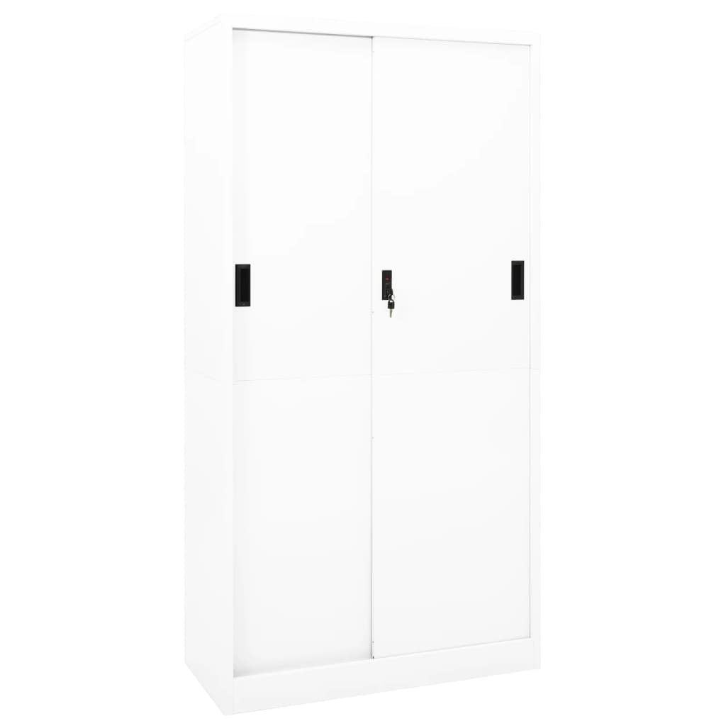 Weißer Büroschrank mit Schiebetür 90x40x180 cm