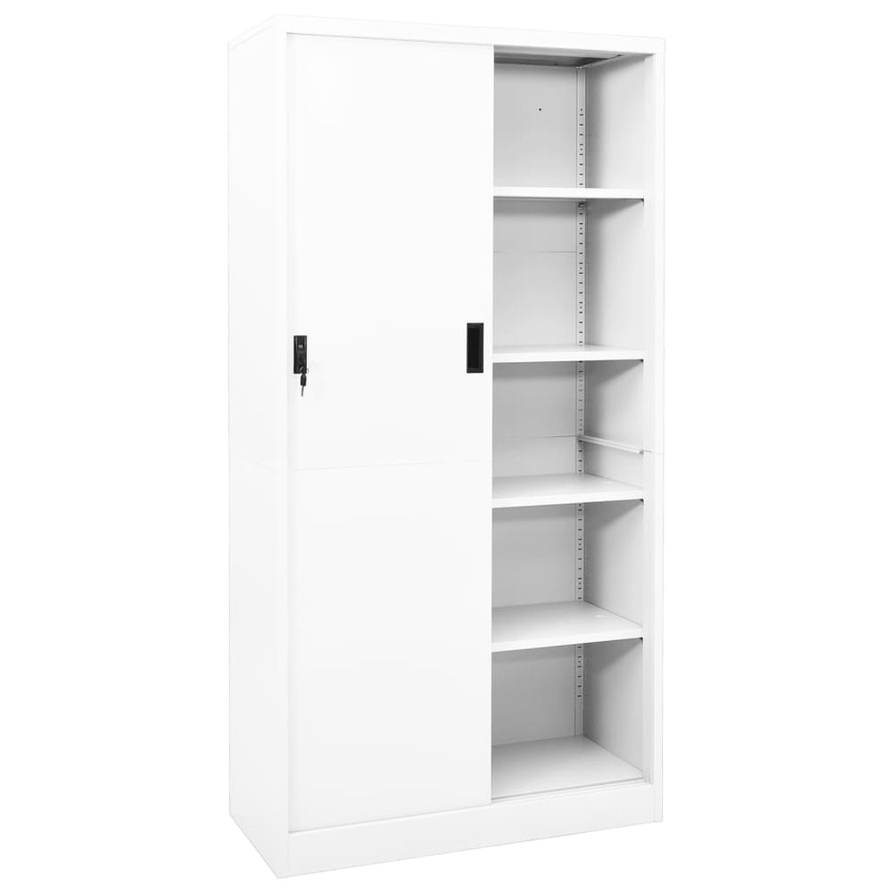 Weißer Büroschrank mit Schiebetür 90x40x180 cm