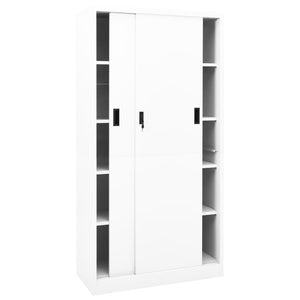 Weißer Büroschrank mit Schiebetür 90x40x180 cm
