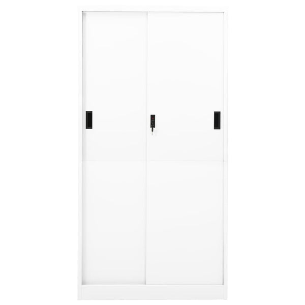 Weißer Büroschrank mit Schiebetür 90x40x180 cm