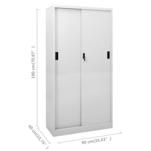 Büroschrank Stahl Hellgrau 90x40x180 cm