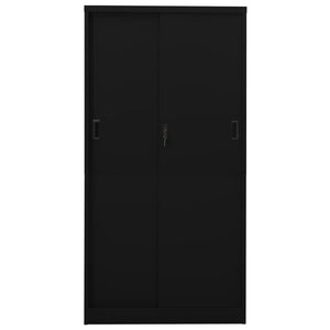 Büroschrank Schiebetür Schwarz 90x40x180 cm