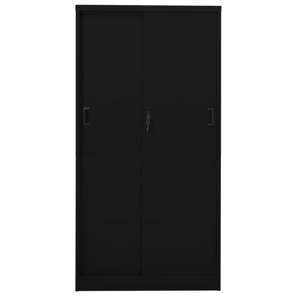 Büroschrank Schiebetür Schwarz 90x40x180 cm