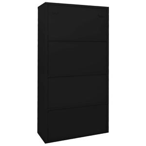 Büroschrank Schiebetür Schwarz 90x40x180 cm