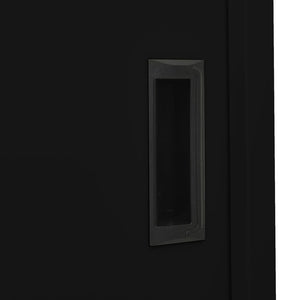 Büroschrank Schiebetür Schwarz 90x40x180 cm