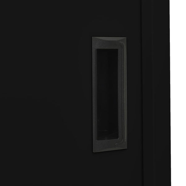Büroschrank Schiebetür Schwarz 90x40x180 cm