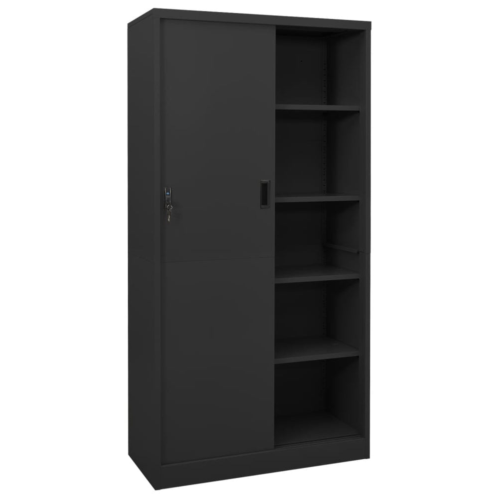 Büroschrank Anthrazit Schiebetür 90x180 cm