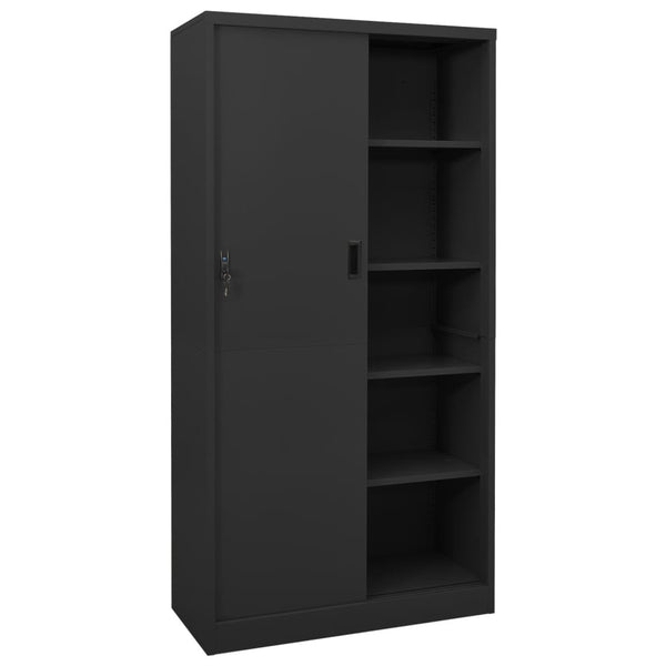Büroschrank Anthrazit Schiebetür 90x180 cm