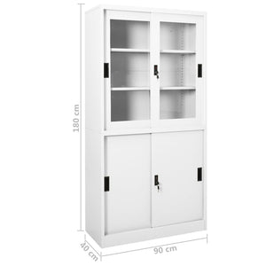 Büroschrank mit Schiebetüren, Stahl, Weiß