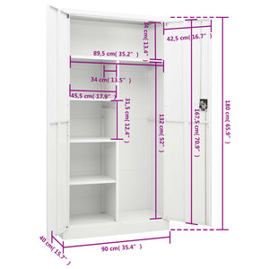 Weißer Stahlschrank 90x40x180 cm