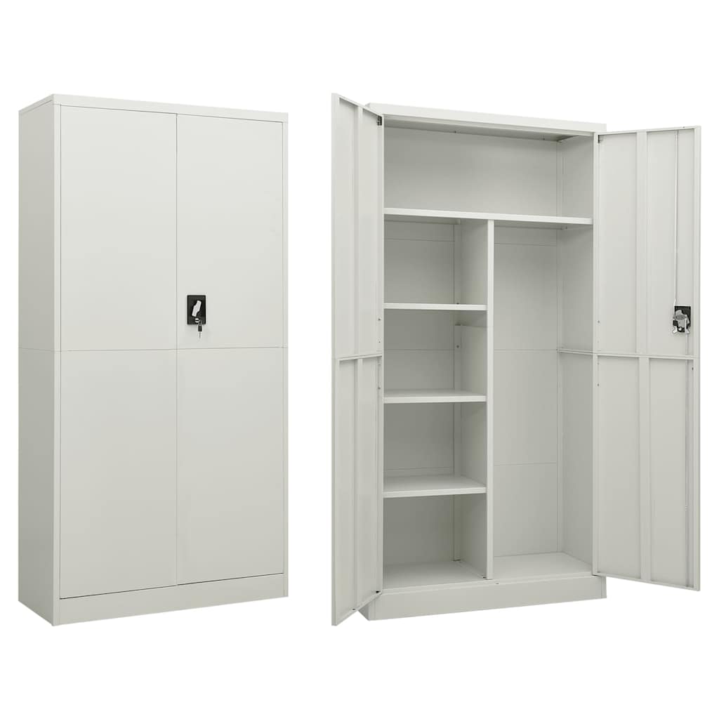 Hellgrauer Stahlschrank 90x40x180cm