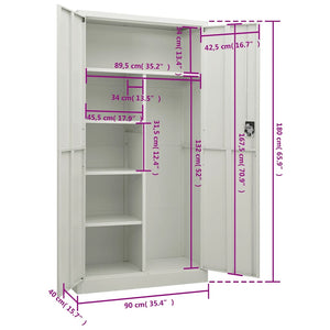 Hellgrauer Stahlschrank 90x40x180cm
