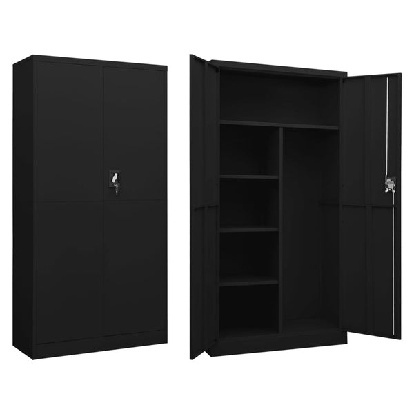 Schwarzer Stahlschrank, 90x40x180 cm