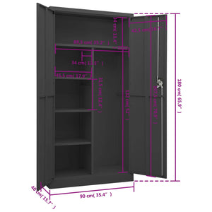 Anthrazit Schließfachschrank 90x40x180 cm
