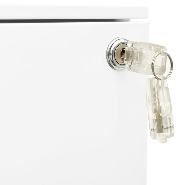 Weißer Aktenschrank mit Rollen