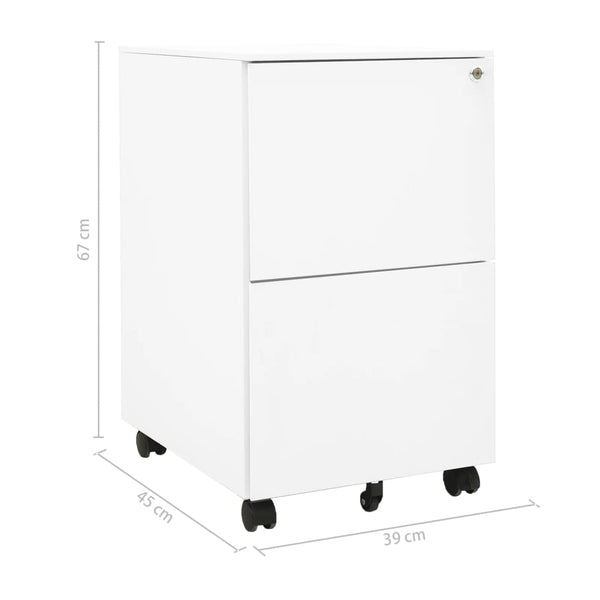 Weißer Aktenschrank mit Rollen