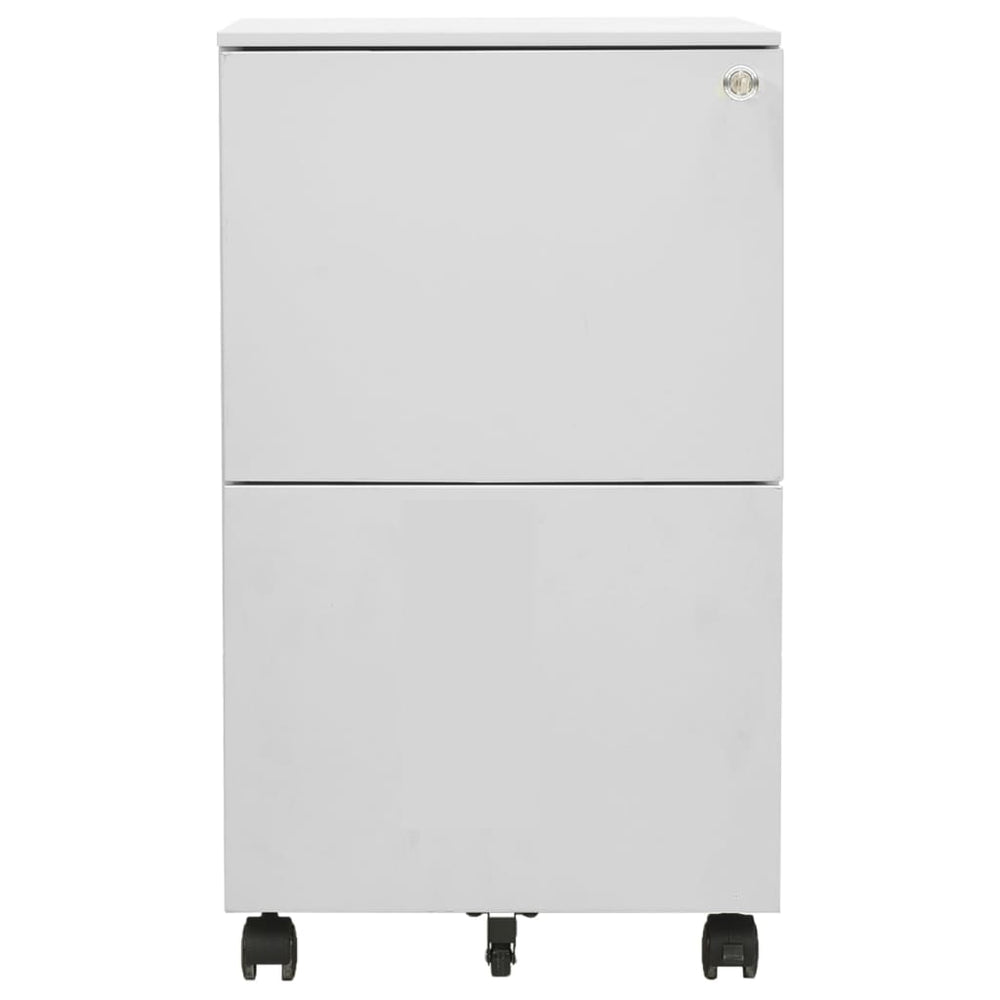 Rollbarer Aktenschrank Hellgrau Stahl 39x45x67cm