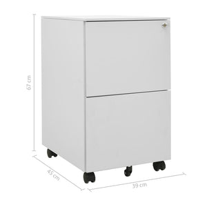 Rollbarer Aktenschrank Hellgrau Stahl 39x45x67cm