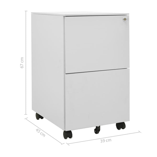 Rollbarer Aktenschrank Hellgrau Stahl 39x45x67cm