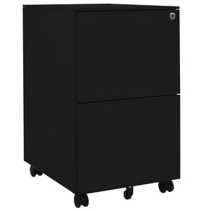 Schwarzer Aktenschrank mit Rollen