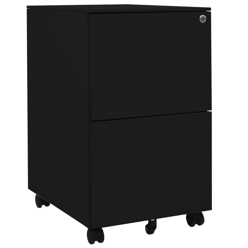 Schwarzer Aktenschrank mit Rollen
