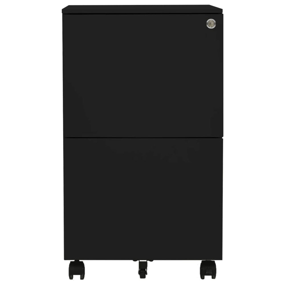 Schwarzer Aktenschrank mit Rollen