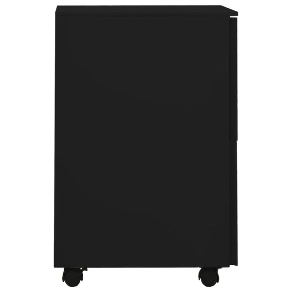 Schwarzer Aktenschrank mit Rollen