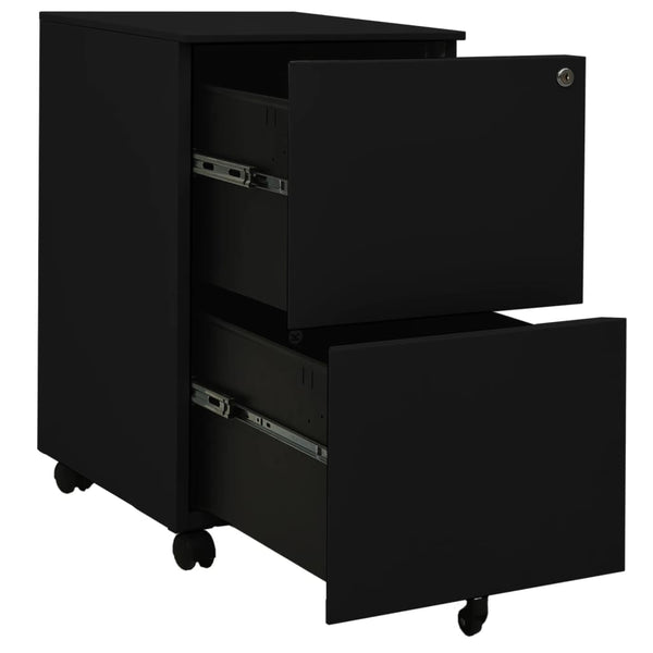 Schwarzer Aktenschrank mit Rollen