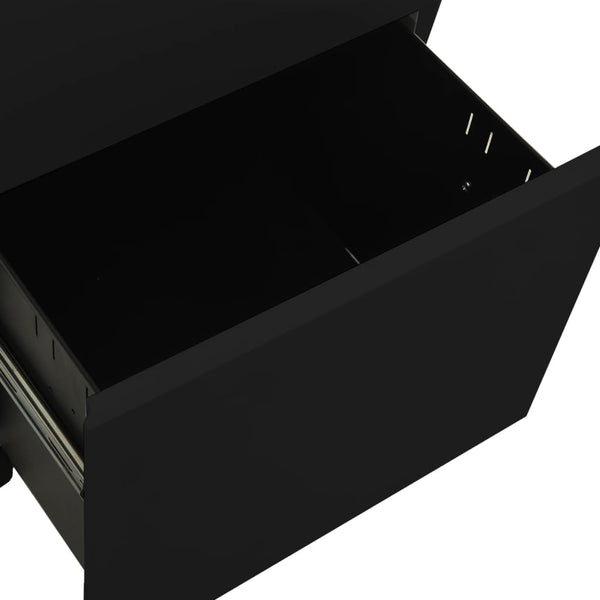 Schwarzer Aktenschrank mit Rollen