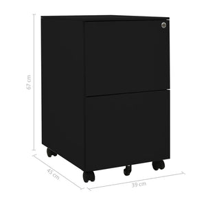 Schwarzer Aktenschrank mit Rollen
