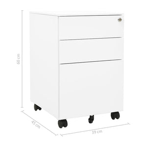 Rollbarer Aktenschrank Weiß, Stahl
