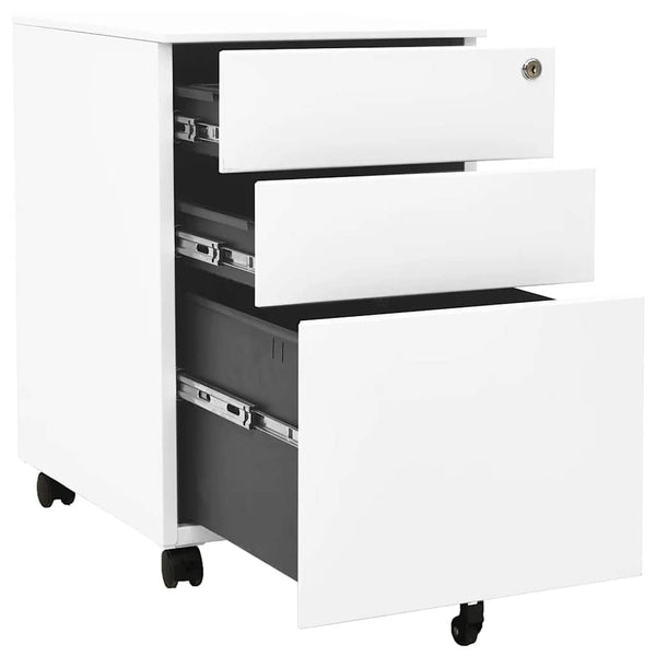 Rollbarer Aktenschrank Weiß, Stahl