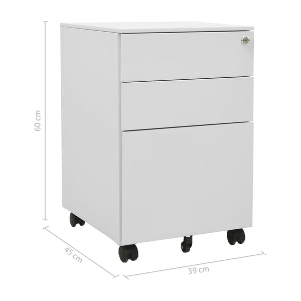 Rollbarer Aktenschrank Hellgrau Stahl