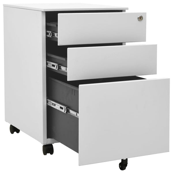 Rollbarer Aktenschrank Hellgrau Stahl