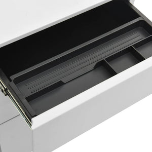 Rollbarer Aktenschrank Hellgrau Stahl