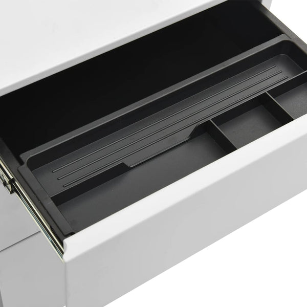Rollbarer Aktenschrank Hellgrau Stahl