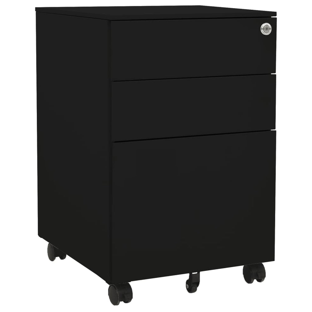 Rollbarer Aktenschrank Schwarz Stahl