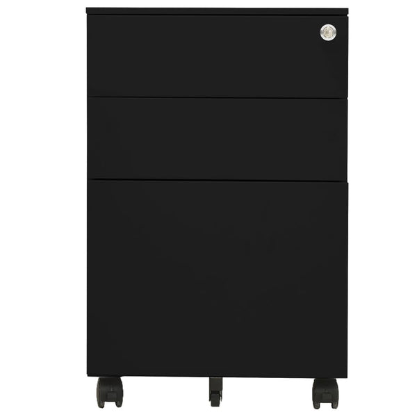 Rollbarer Aktenschrank Schwarz Stahl