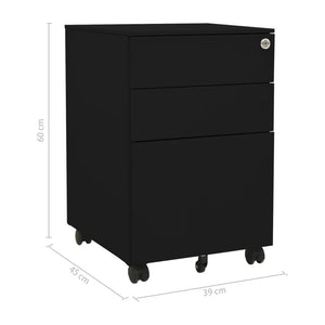 Rollbarer Aktenschrank Schwarz Stahl