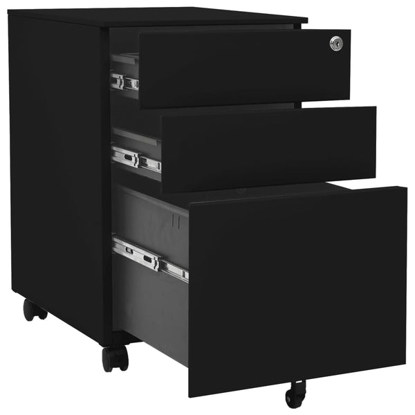Rollbarer Aktenschrank Schwarz Stahl