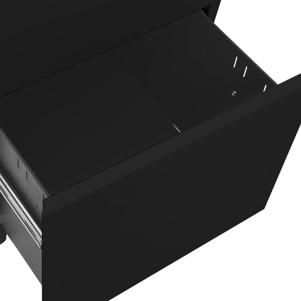 Rollbarer Aktenschrank Schwarz Stahl