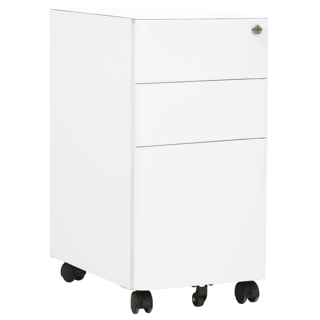 Rollbarer Aktenschrank Weiß Stahl 30x45x59cm