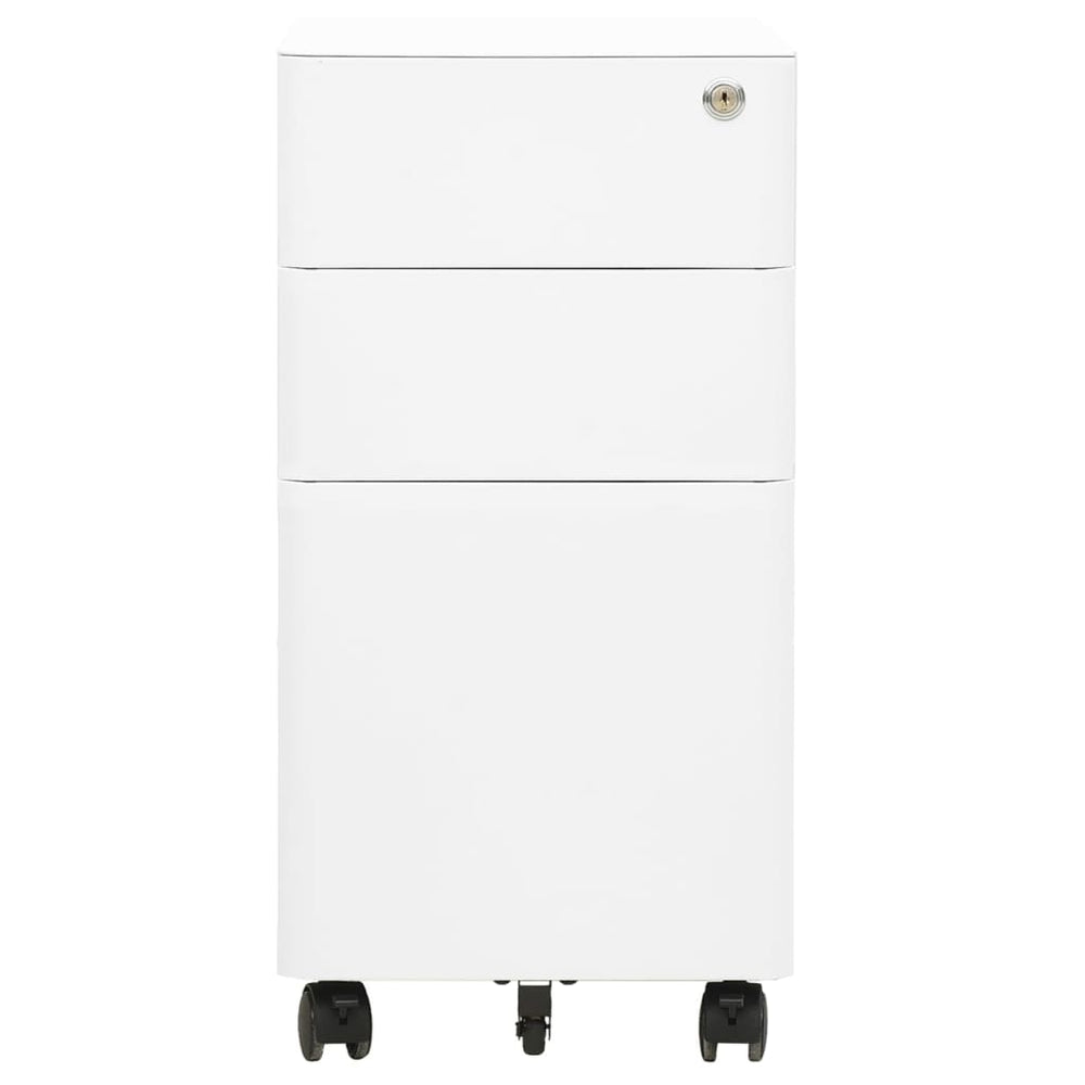Rollbarer Aktenschrank Weiß Stahl 30x45x59cm