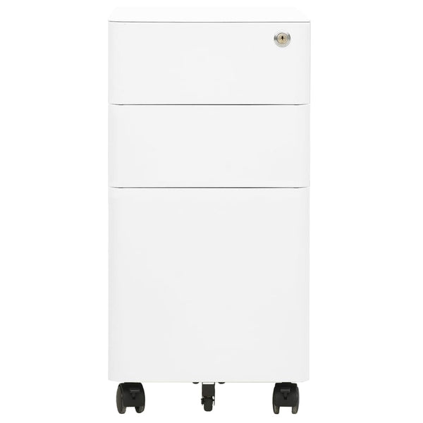 Rollbarer Aktenschrank Weiß Stahl 30x45x59cm