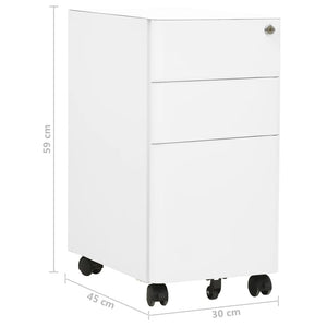 Rollbarer Aktenschrank Weiß Stahl 30x45x59cm