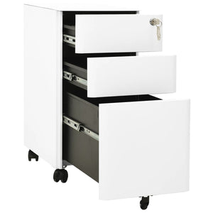 Rollbarer Aktenschrank Weiß Stahl 30x45x59cm
